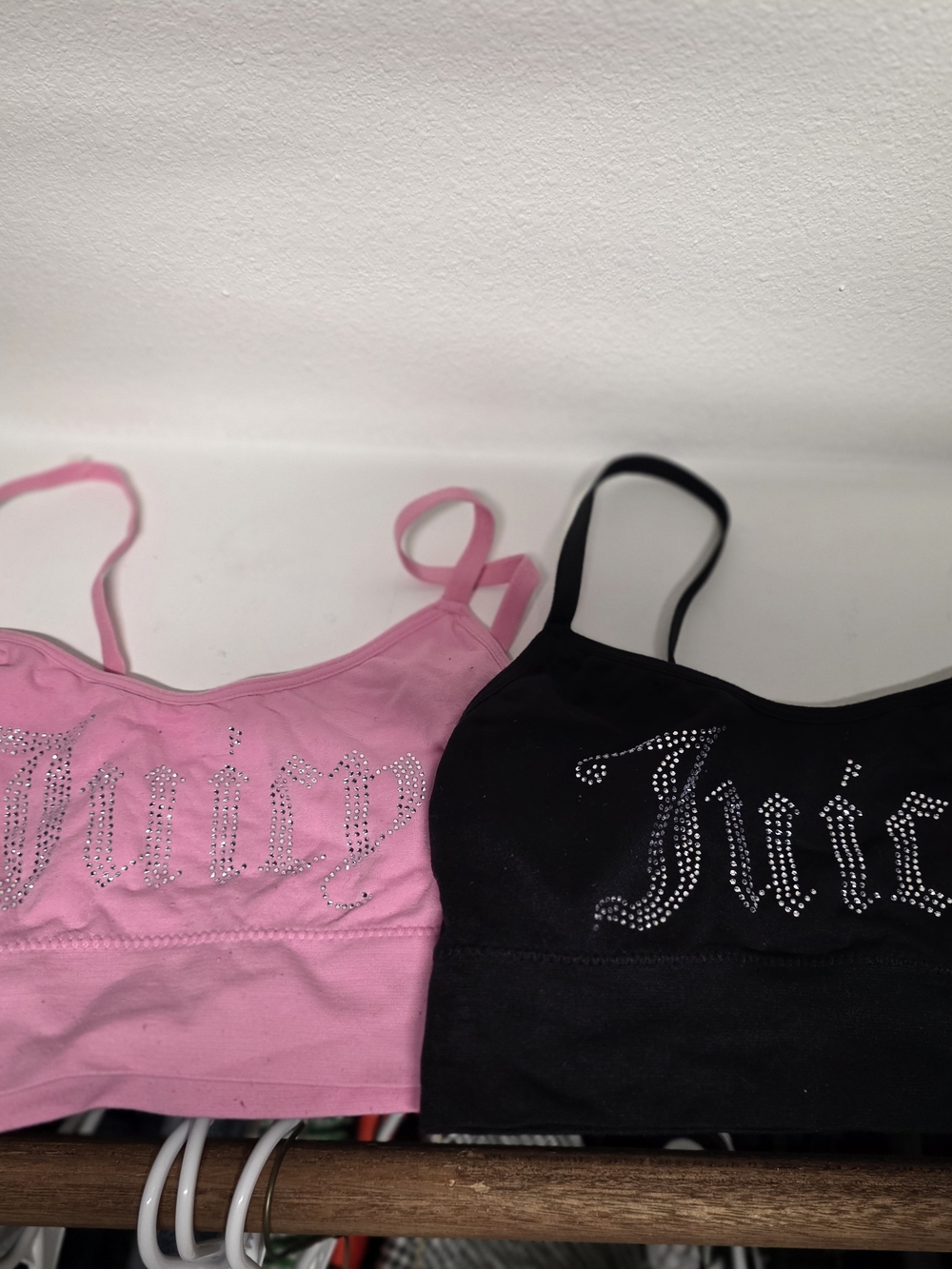 Juicy Couture Rhinestone Script Bralettes - Pink & Black